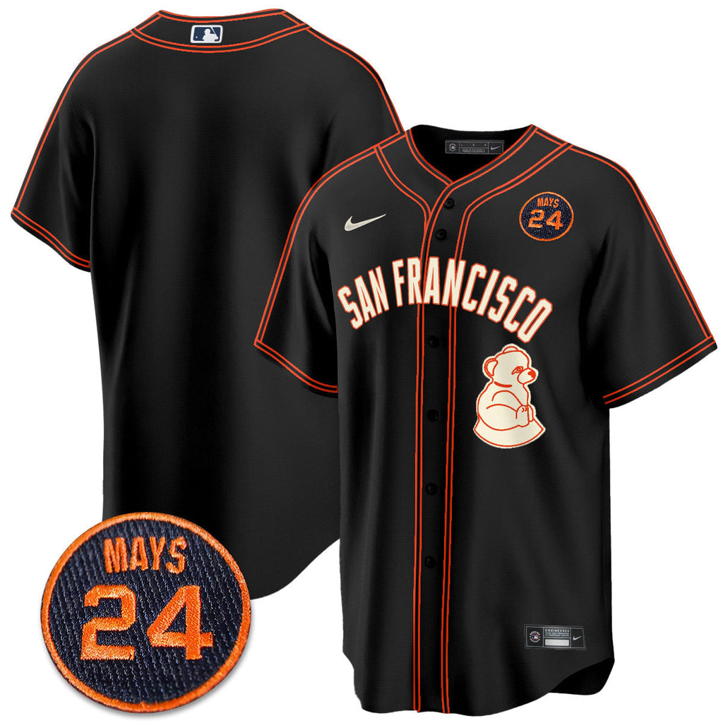 Men's San Francisco Giants 2024 Vapor Premier Limited Jersey N1 - #24 Willie Mays Patch