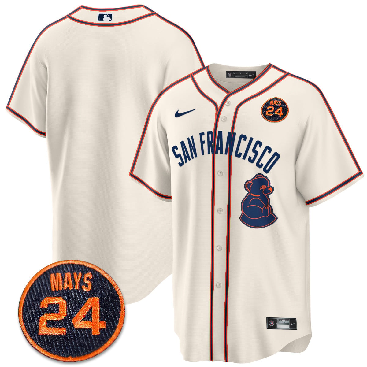 Men's San Francisco Giants 2024 Vapor Premier Limited Jersey N1 - #24 Willie Mays Patch