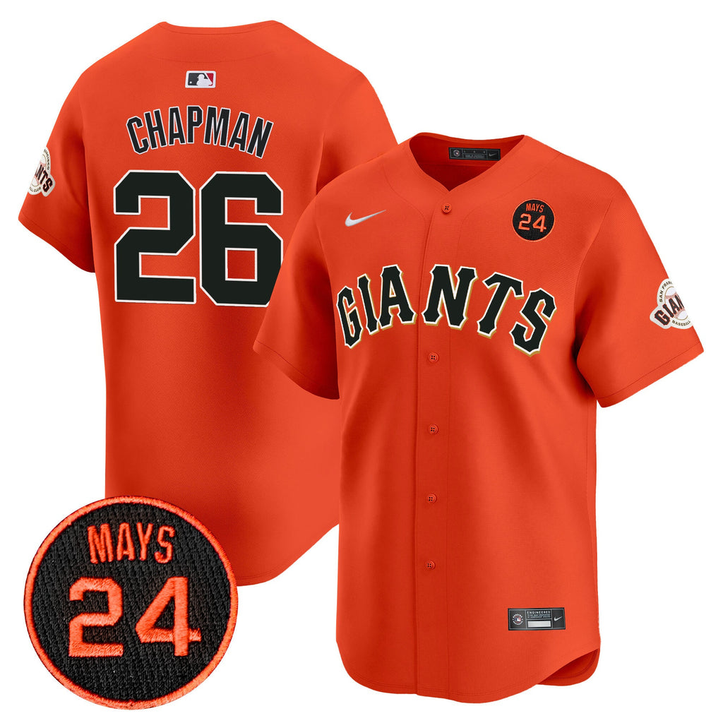 Men's San Francisco Giants 2024 Willie Mays Patch Vapor Premier Limited Jersey V3 - All Stitched