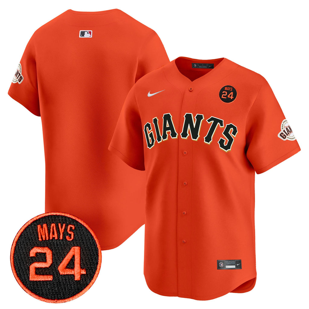 Men's San Francisco Giants 2024 Willie Mays Patch Vapor Premier Limited Jersey V3 - All Stitched